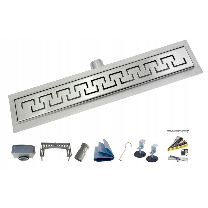 AQUA HEATING Rigola de dus 60 cm GREACA CUBE Otel inox Argintiu SIFON JOS 54 mm