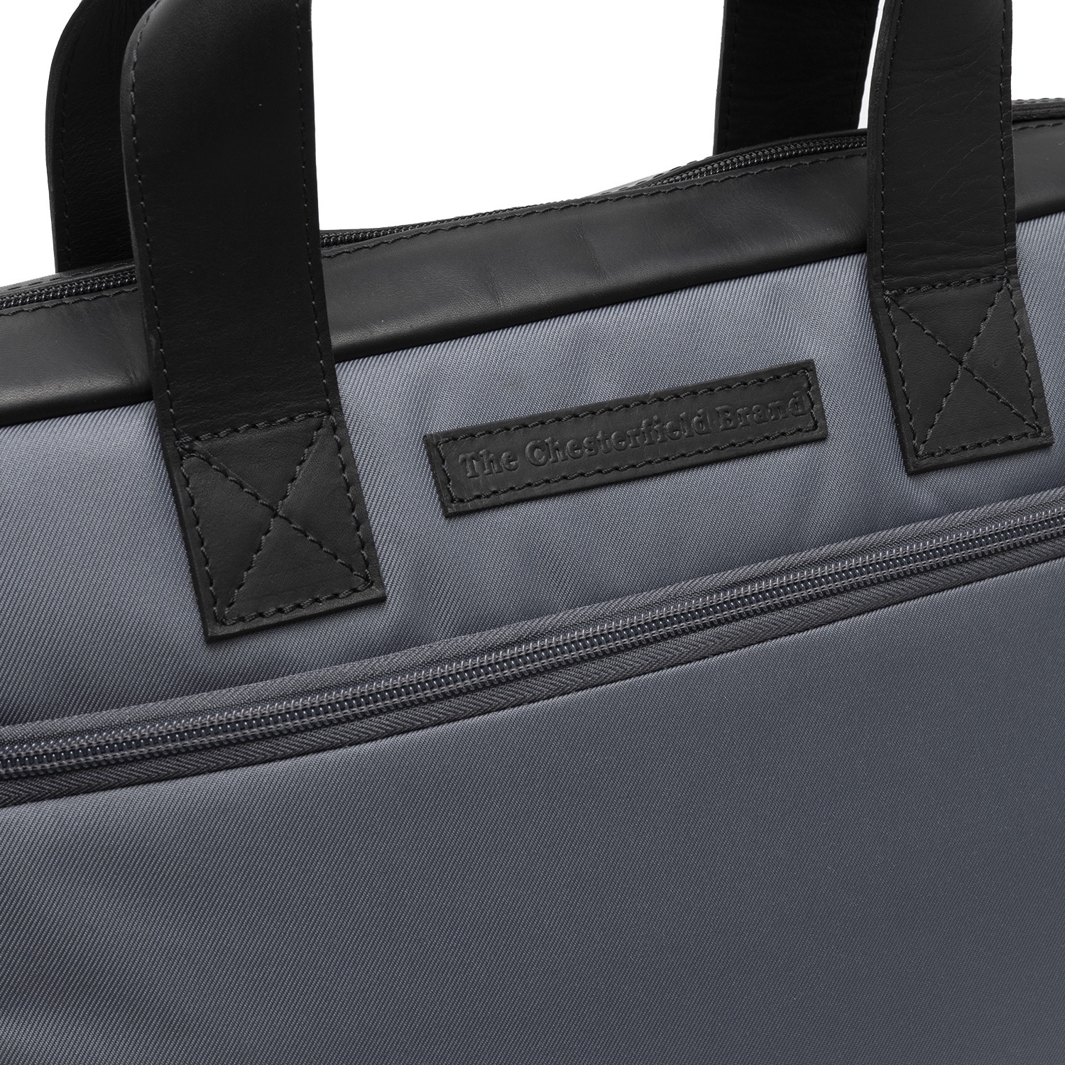 Geanta pentru laptop de 15 inch, din piele naturala si nylon, The Chesterfield Brand, Narvik, Gri