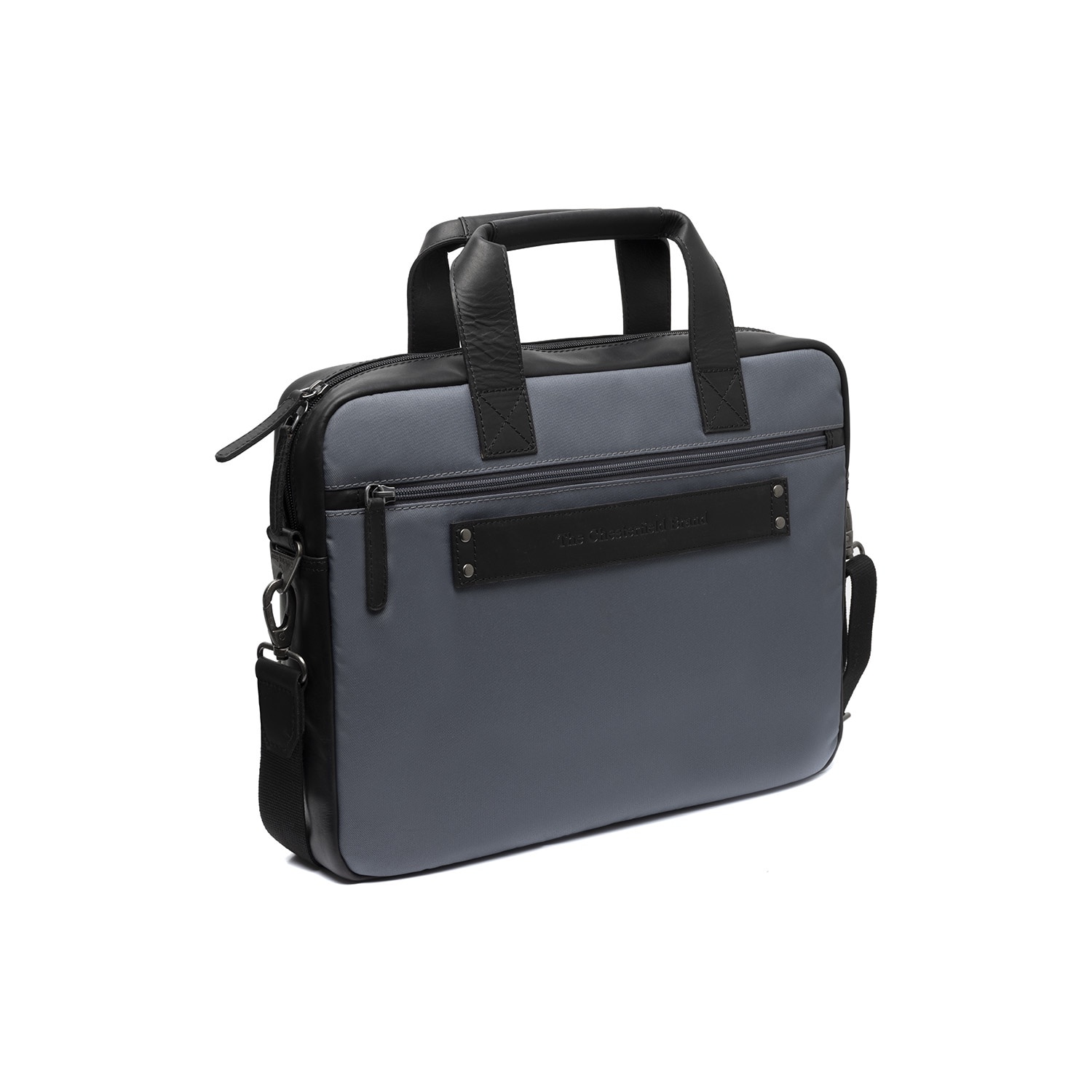 Geanta pentru laptop de 15 inch, din piele naturala si nylon, The Chesterfield Brand, Narvik, Gri