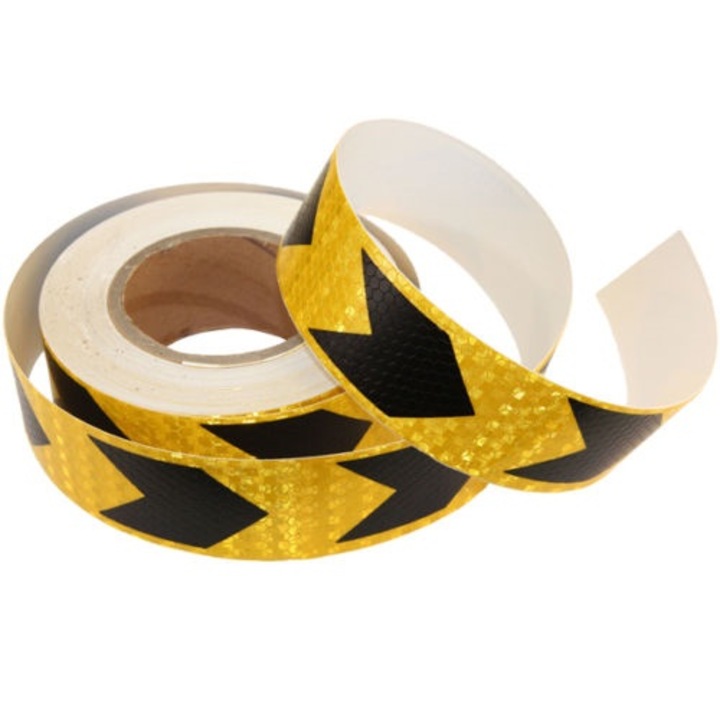 Banda reflectorizanta adeziva 5CM x 25M Galben-Negru Taxi