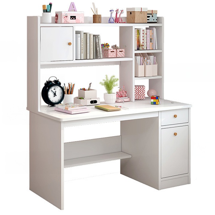 Birou MUVU, 120 x 45 x 146 cm, include 7 sertare culoare, alb, mare