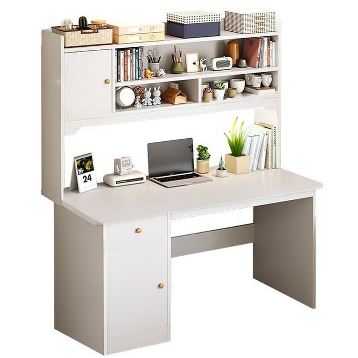 Birou MUVU, 120 x 43 x 165 cm, alb, mare, include 7 sertare culoare, mare