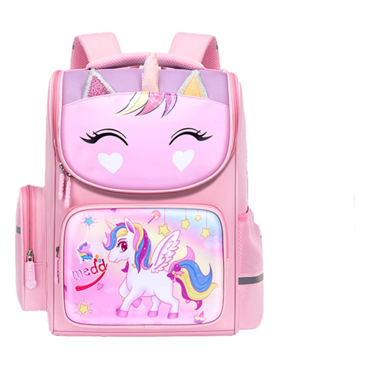 Ghiozdan pentru scoala Unicorn, 25x14x38 cm, Roz