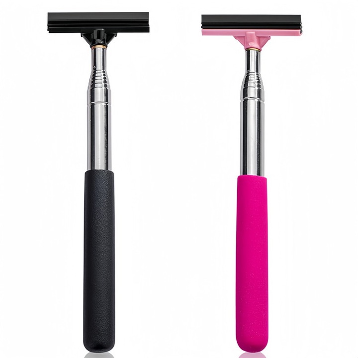 Set Stergatoare Retrovizoare Auto, Extensibil 22-98cm, Negru/Roz, 22x6.6cm