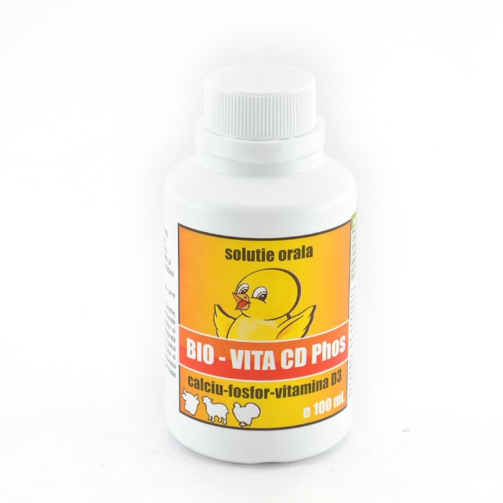 Solutie orala cu calciu, fosfor si D3 pentru pasari, BIO-Vita CD Phos, VITAFOR, 100 ml