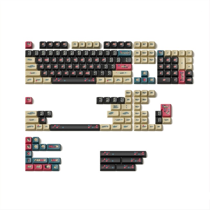 Kit taste gaming Nuphy Y2K KDA Keycaps, set complet 171 taste Dye-sub PBT, layout US, compatibil cu tastaturi mecanice Nuphy, The Past