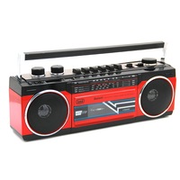 Radiocasetofon cu inregistrare Trevi RR50102 Boombox vintage USB/SD microfon incorporat Bluetooth 4 benzi Radio MW/FM/SW1/2 AUX mufa 3.5mm casti stereo 6.5W rosu