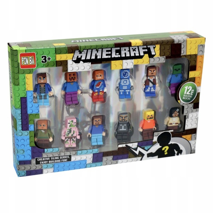 Комплект от 12 фигурки LEBA Minecraft, с аксесоари, многоцветни, 4-5см