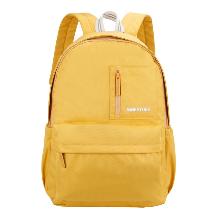 BESTLIFE Col-Rainbow iskolai hátizsák, 15,6 hüvelykes tablet- és laptoprekesszel, sárga