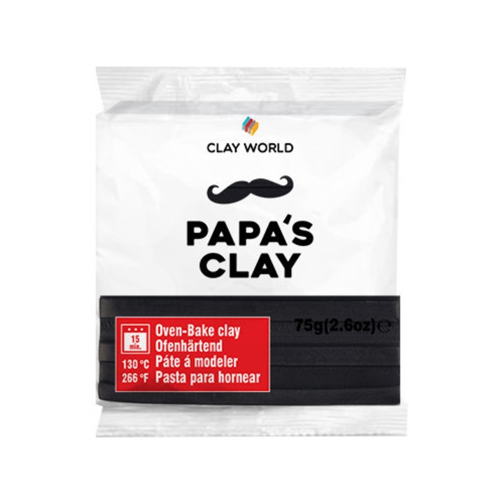 Pasta Polimerica Papa's Clay, 60g, Negru