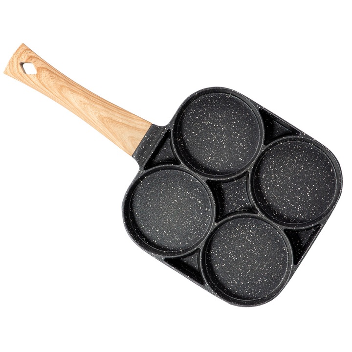 Tigaie pentru clatite/burgeri, Elitehoff, Aluminiu turnat, 18x18cm, Negru