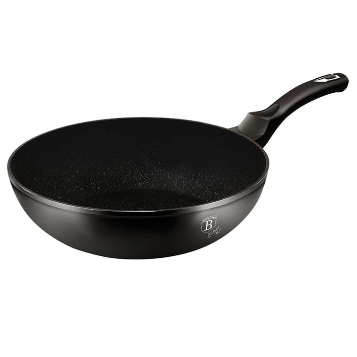 Tigaie Wok BERLINGER HAUS BLACK SILVER, granit, inductie, 28x7.4cm, negru/argintiu