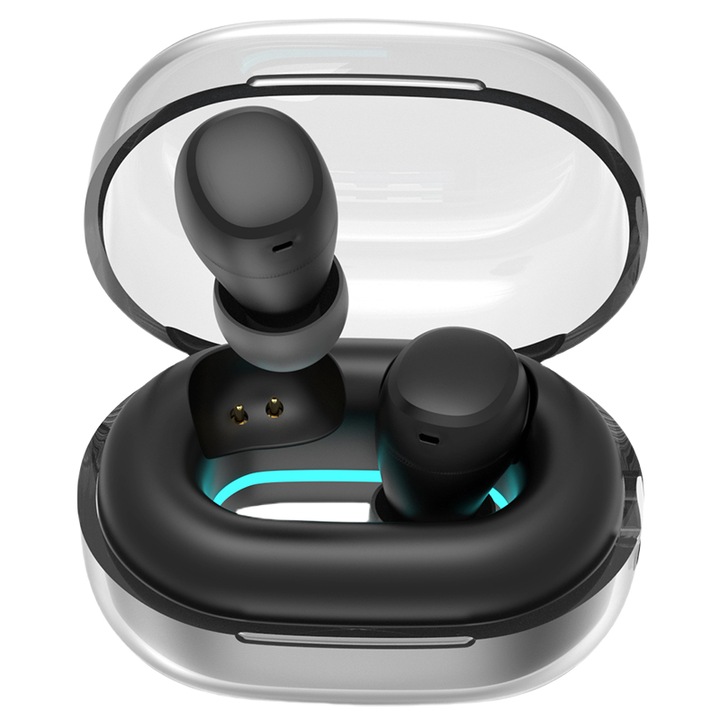 SANLEPUS vezeték nélküli fülhallgató, érintőképernyős vezérlés, HD mikrofon, fekete