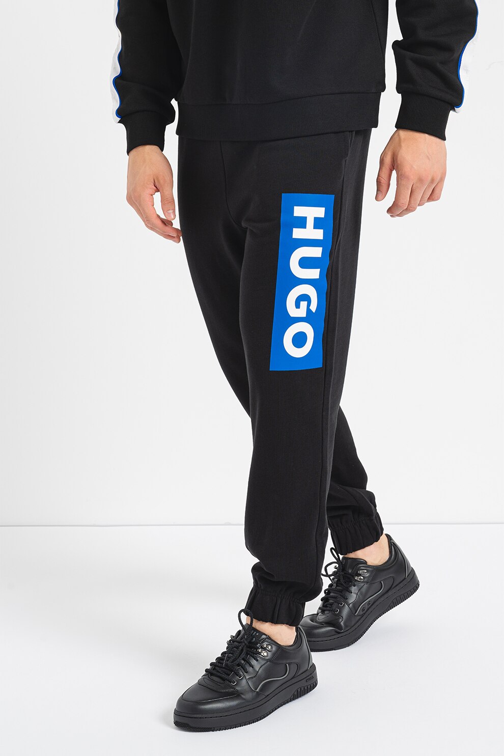 HUGO, Pantaloni de trening relaxed fit Nuram, Negru, L