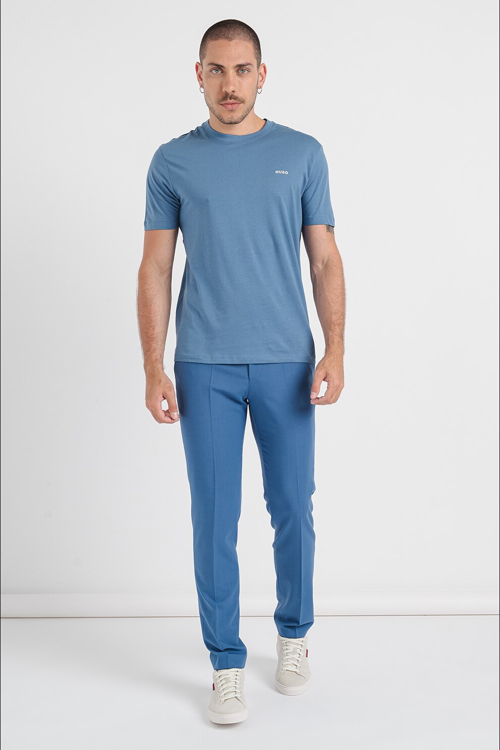 HUGO, Tricou din bumbac Dero, Albastru lavanda, S