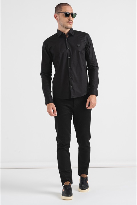 HUGO, Camasa slim fit cu guler ascutit Ermo, Negru