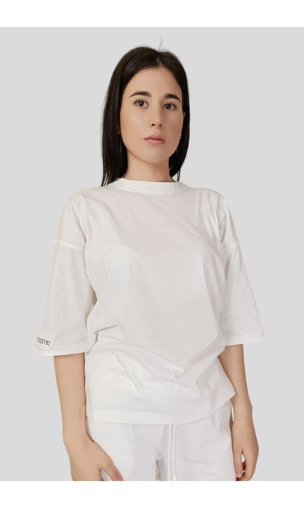 Tricou oversize, de dama, din bumbac, Alb