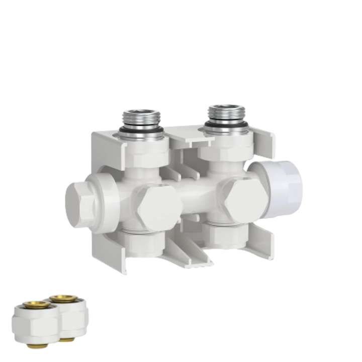 Robinet termostat multiblock 1/2 inch, manual, instalare verticala/horizontala, unghi/pasaj, M 30x1, 5, alb, Aquamarin®