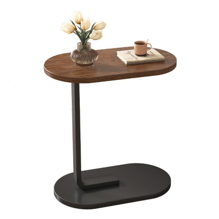 Masuta de cafea, din lemn si metal, dimensiuni 45x30x60 cm, moderna si minimalista, usor de transportat, maro/negru