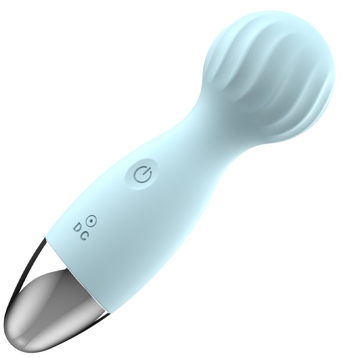 Hordozható vibrátor, rugalmas fej, G-pont és mellbimbó stimulátor, 12 vibrációs mód, vízálló, kék, 14,7 cm