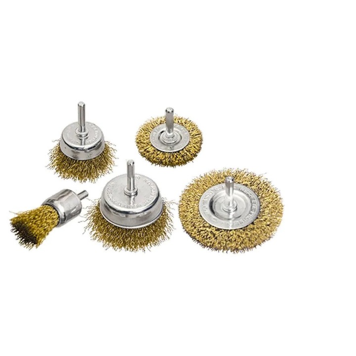 Set perii pentru bormasina, 5 buc, 2 buc. plate 50-75 mm, 3 buc. cupa 25-50-75 mm, sarma din otel