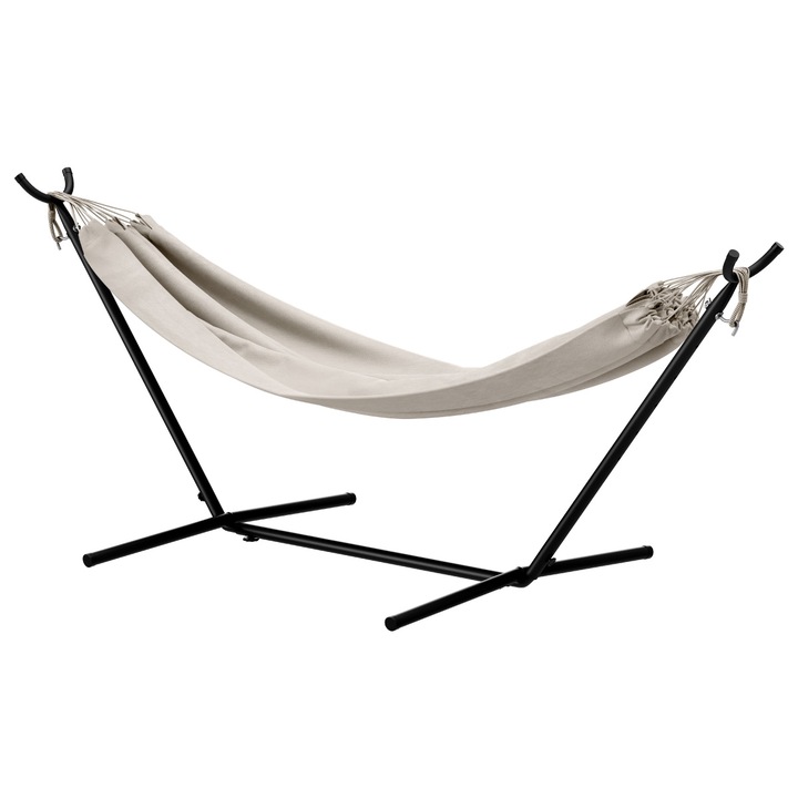 Hamac cu cadru metalic, Gregman Calm 40, Greutate maxima suportata 200 kg, 278 x 105 x 118 cm, Bej