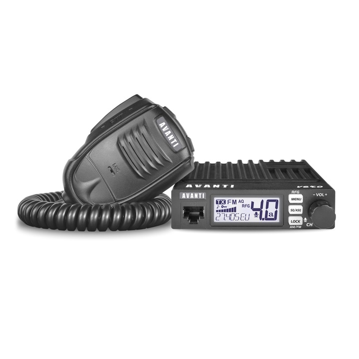 Statie radio CB Avanti Vero, 4W, ASQ reglabil, VOX, RB