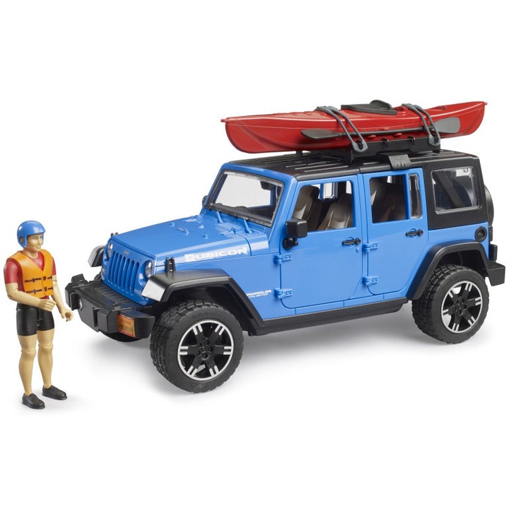 Количка Bruder Leisure Time - Jeep Wrangler Unlimited Rubicon, С каяк и фигурка