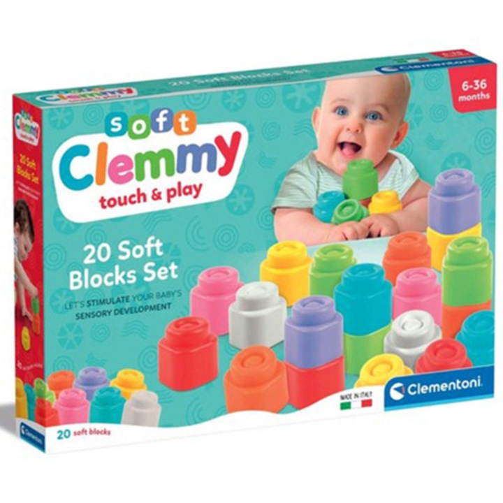 Set cuburi Soft Clemmy - Touch & play, 20 piese