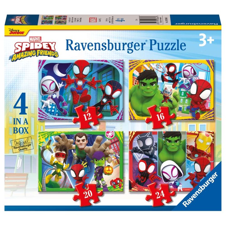 Пъзел Ravensburger - Spidey, 4 в 1, 12/16/20/24 части
