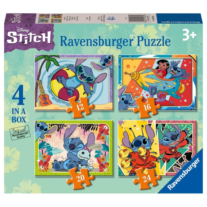 Пъзел Ravensburger - Disney Stitch, 4 в 1, 12/16/20/24 части