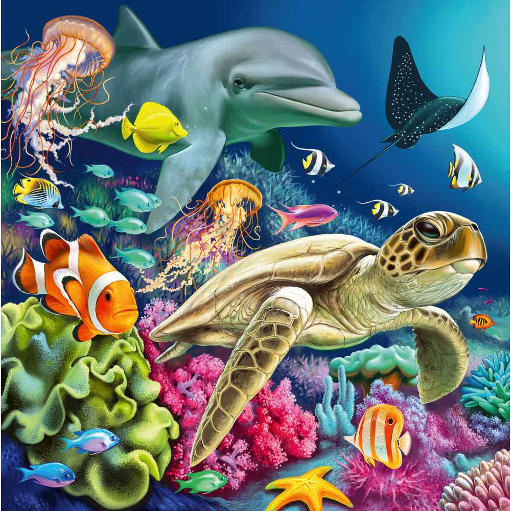 Puzzle Ravensburger - Animale din lumea subacvatica, 3 in 1, 3x49
