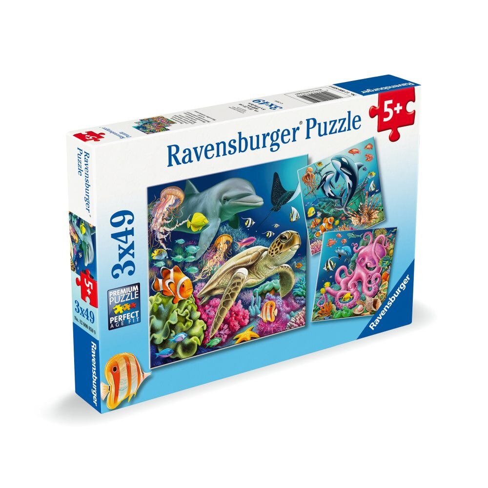 QP キューピー Blu-ray プレミアム・エディション Puzzle Ravensburger - Animale din lumea subacvatica, 3 in 1, 3x49