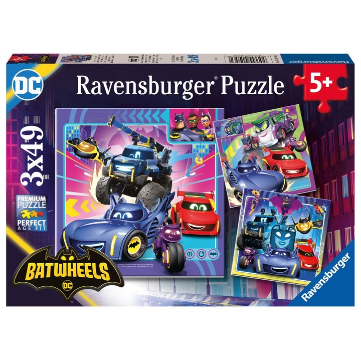 Puzzle Ravensburger - Batwheels, 3 in 1, 3x49 piese