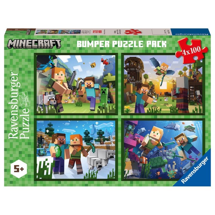 Puzzle Ravensburger - Minecraft, 4 in 1, 4x100 piese