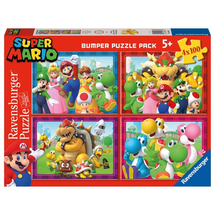 Пъзел Ravensburger - Super Mario, 4 в 1, 4х100 части