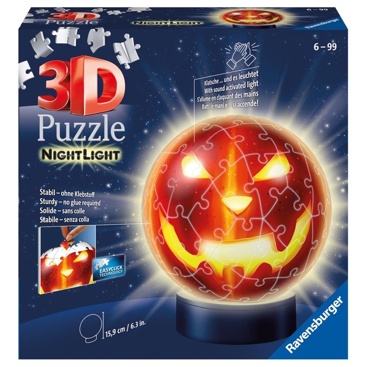 Пъзел 3D Ravensburger - Halloween, Със светлини, 72 части