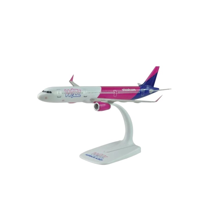 Модел на самолет Wizz Air Airbus A321, пластмаса, 22 см, мащаб 1:200