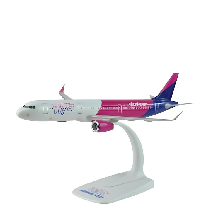 Macheta de avion Wizz Air Airbus A321, plastic, 22 cm, scara 1 :200