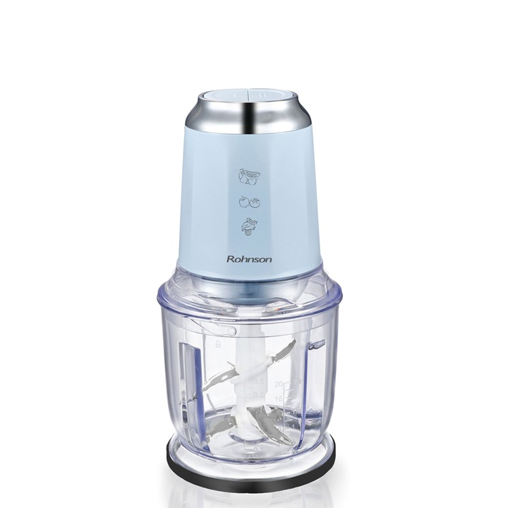 Tocator Rohnson R518S, 600W, 0, 6 L, 6 cutite de inox, 2 viteze, 85 dB, protectie impotriva supraincalzirii, arbore metalic