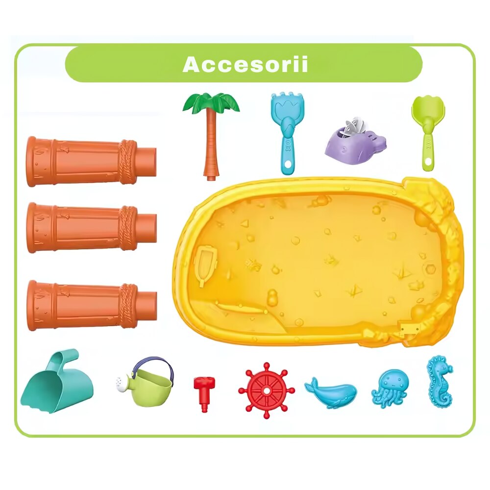 Masuta de joaca cu nisip si apa pentru copii, 11 accesorii incluse