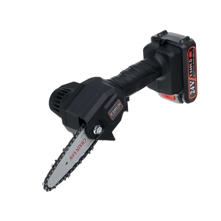 Мини моторен трион, акумулаторен, 4 инча нож, преносим, с 2 батерии