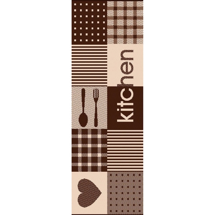 Covor Bucatarie Antiderapant, Home Vista, Flex 19053, Bej / Maro, 75x200 cm