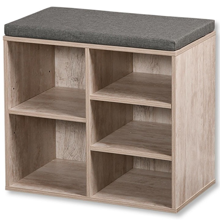 Dulap Pentru Pantofi, Kesper, Cu 5 Rafturi Si Sezut, Ideal Pentru Hol, Ajuta La Mentinerea Ordinii, Confortabil Pentru Incaltare, Stilat Si Compact, Structura Durabila, 51 x 48 Cm, Gri