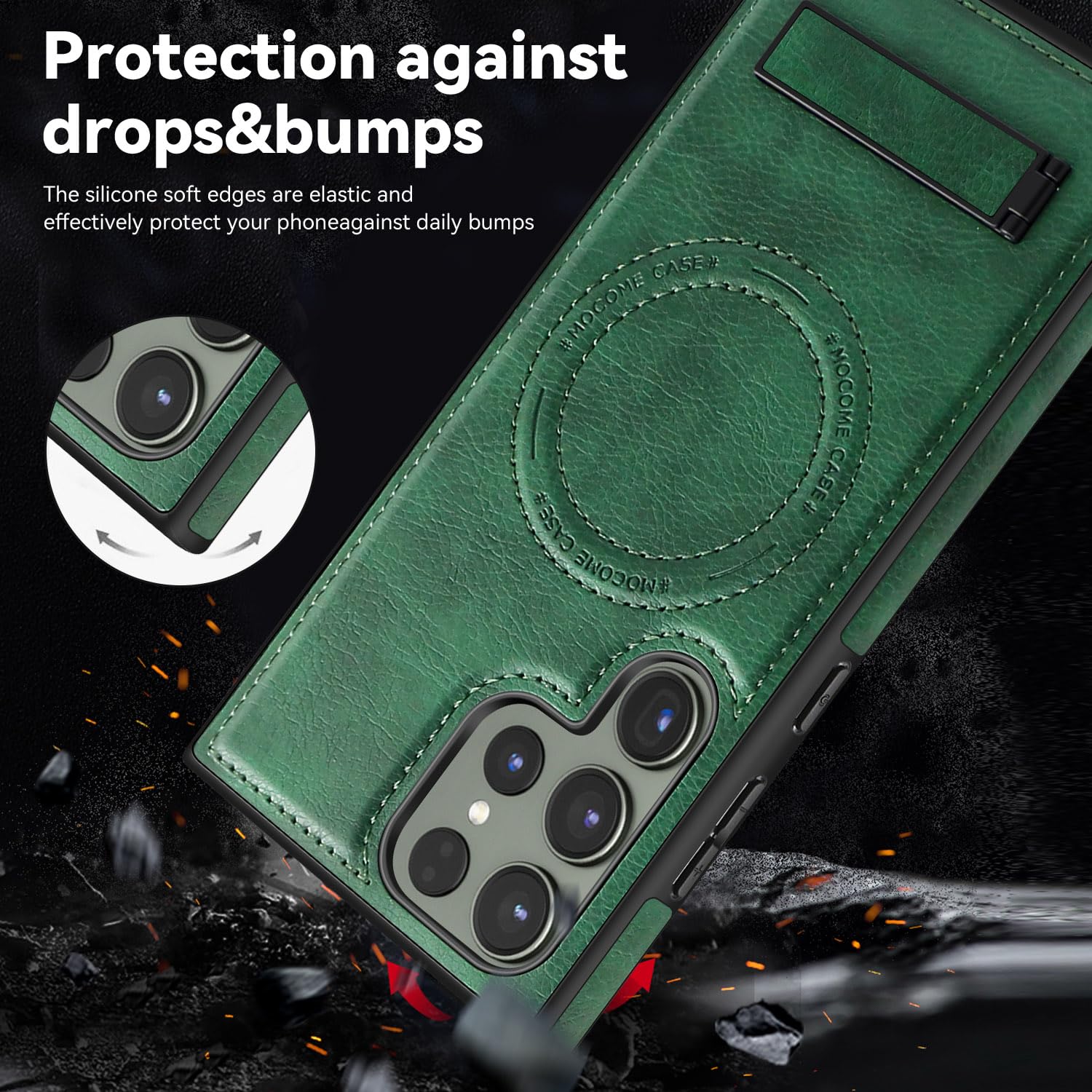 Husa telefon, pentru Samsung Galaxy S24 Ultra, Verde, Piele PU/TPU