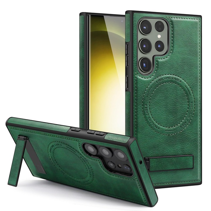 Husa telefon, pentru Samsung Galaxy S24 Ultra, Verde, Piele PU/TPU