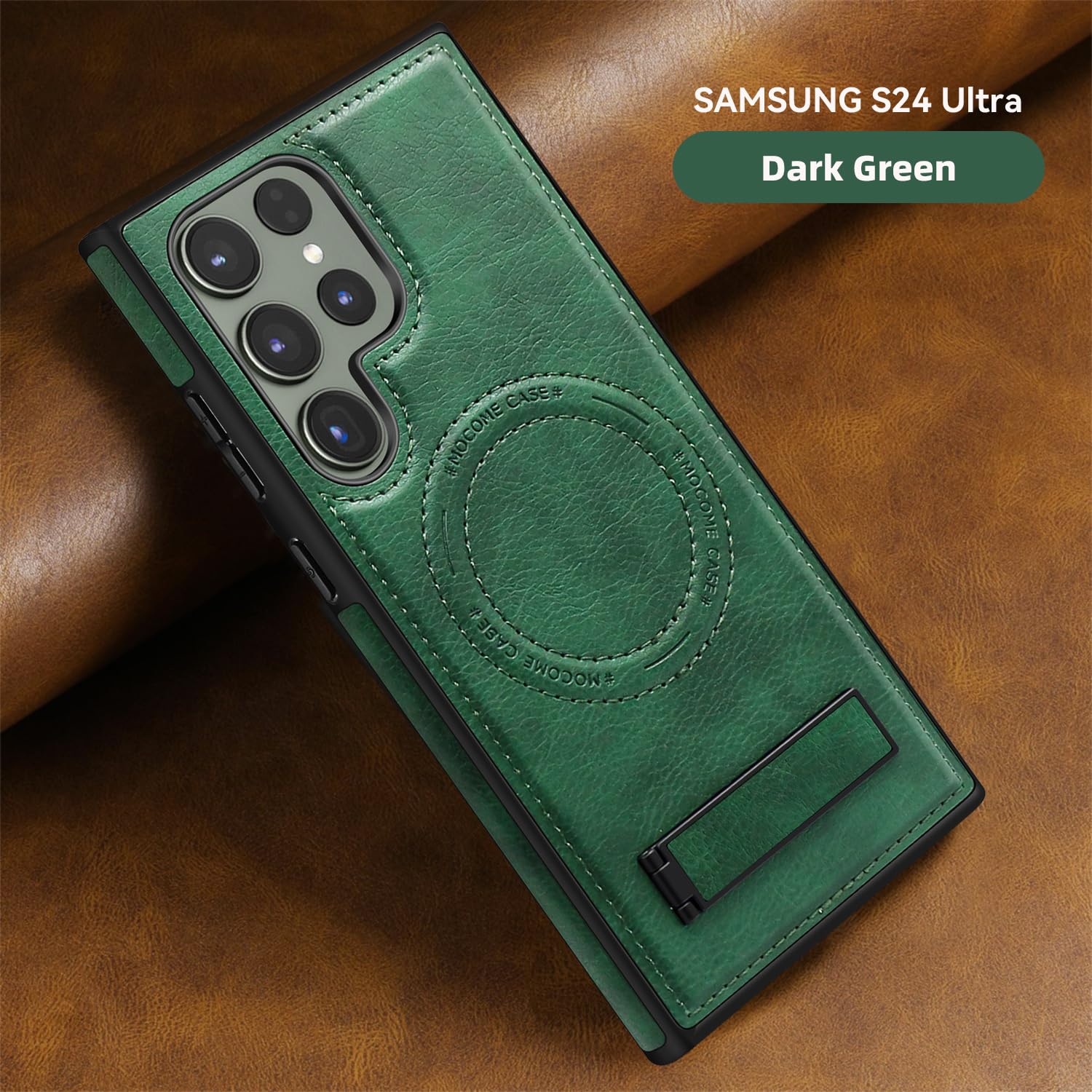 Husa telefon, pentru Samsung Galaxy S24 Ultra, Verde, Piele PU/TPU