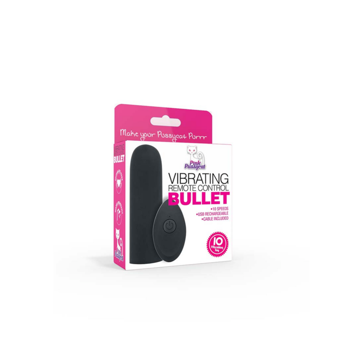 Вибратор Pink Pussycat, Bullet, С дистанционно управление, 10 скорости, USB зареждане