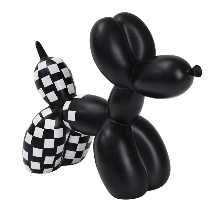 Statueta Decorativa, Negru si Alb, Rasina, 18x20x9cm