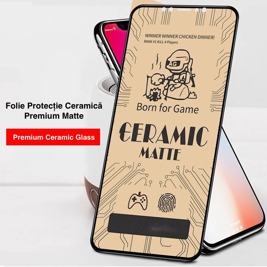 Folie Protectie Ceramica Premium Matte iFan® pentru iPhone 15 Pro max, Premium Ceramic Glass Matte, Anti Amprenta, Anti Zgarieturi, Anti Socuri, Acoperire Totala Ecran Full Cover, 2.5D, Protectie Profesionala Ecran Hard Glass 9H, Negru Mat